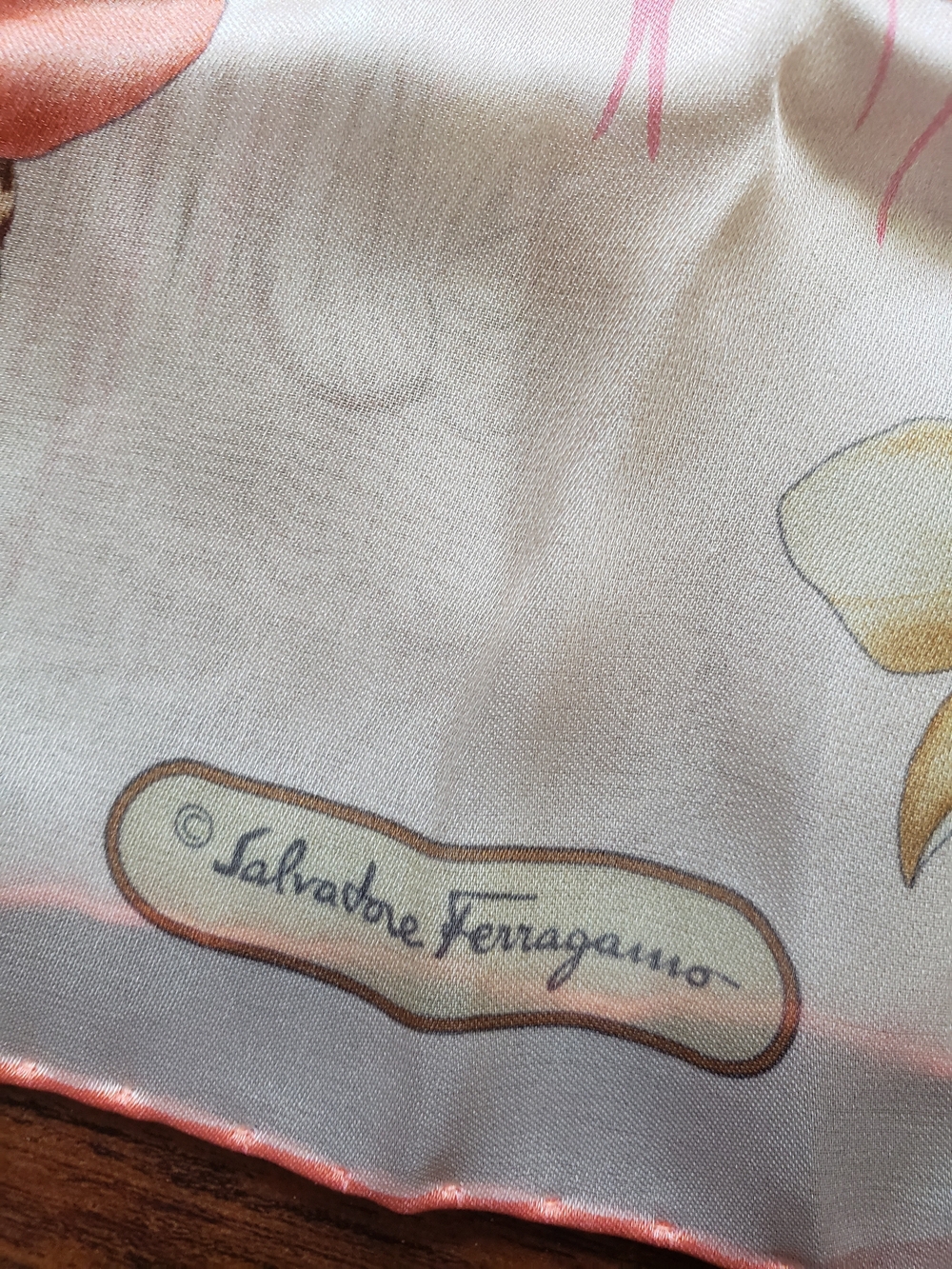 Salvatore Ferragamo 100% Silk Scarf Quiet Luxury Floral Leopard 16x60 In - Picture 2 of 7